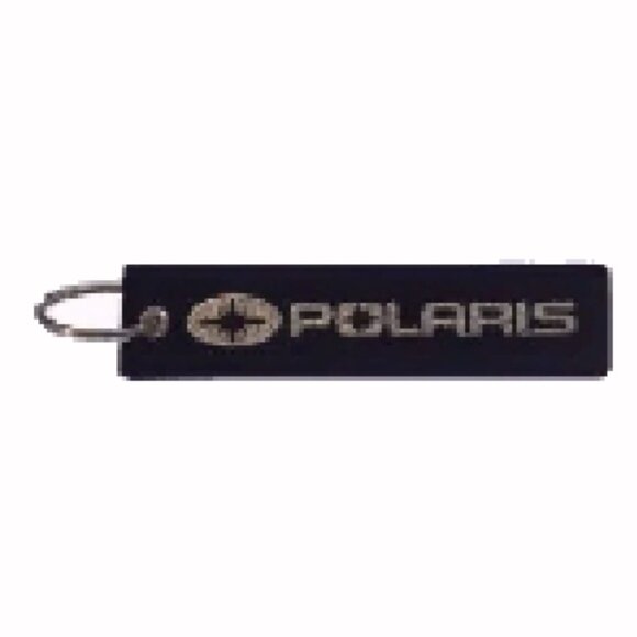 Polaris Black-White Key Chain Fob Embroidered - NEW Fast Ship - Picture 1 of 3